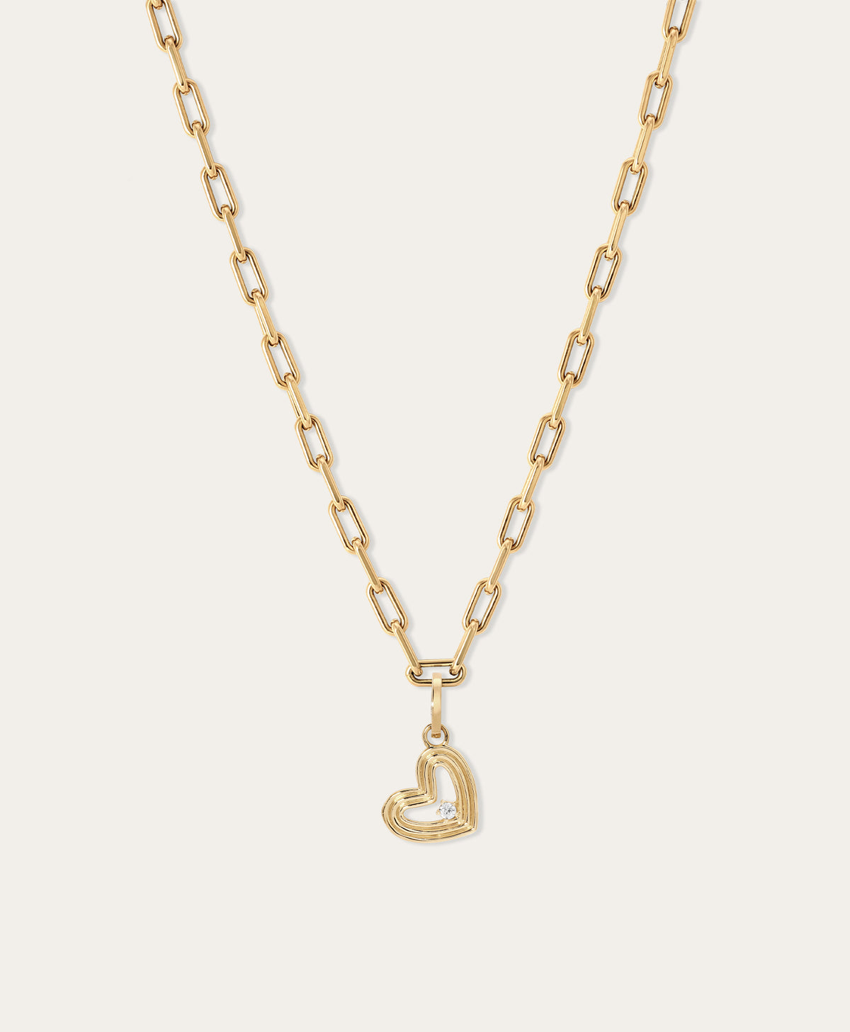 Groovy Diamond Heart Charm Necklace