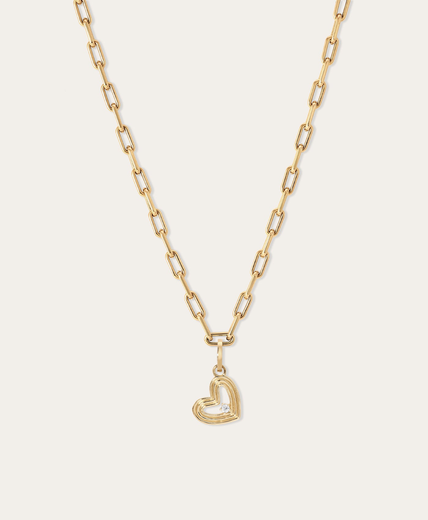 Groovy Diamond Heart Charm Necklace