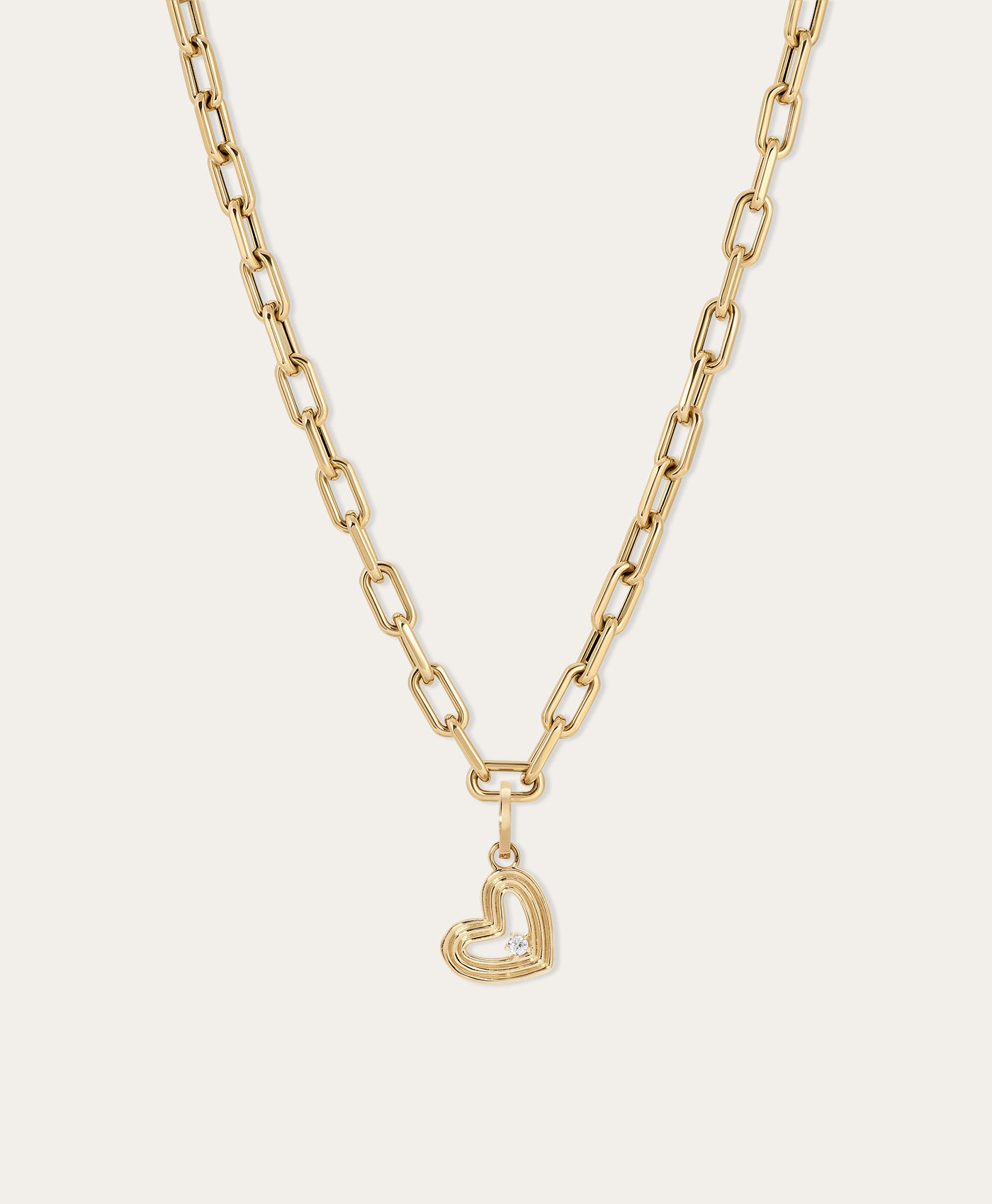 Groovy Diamond Heart Charm Necklace
