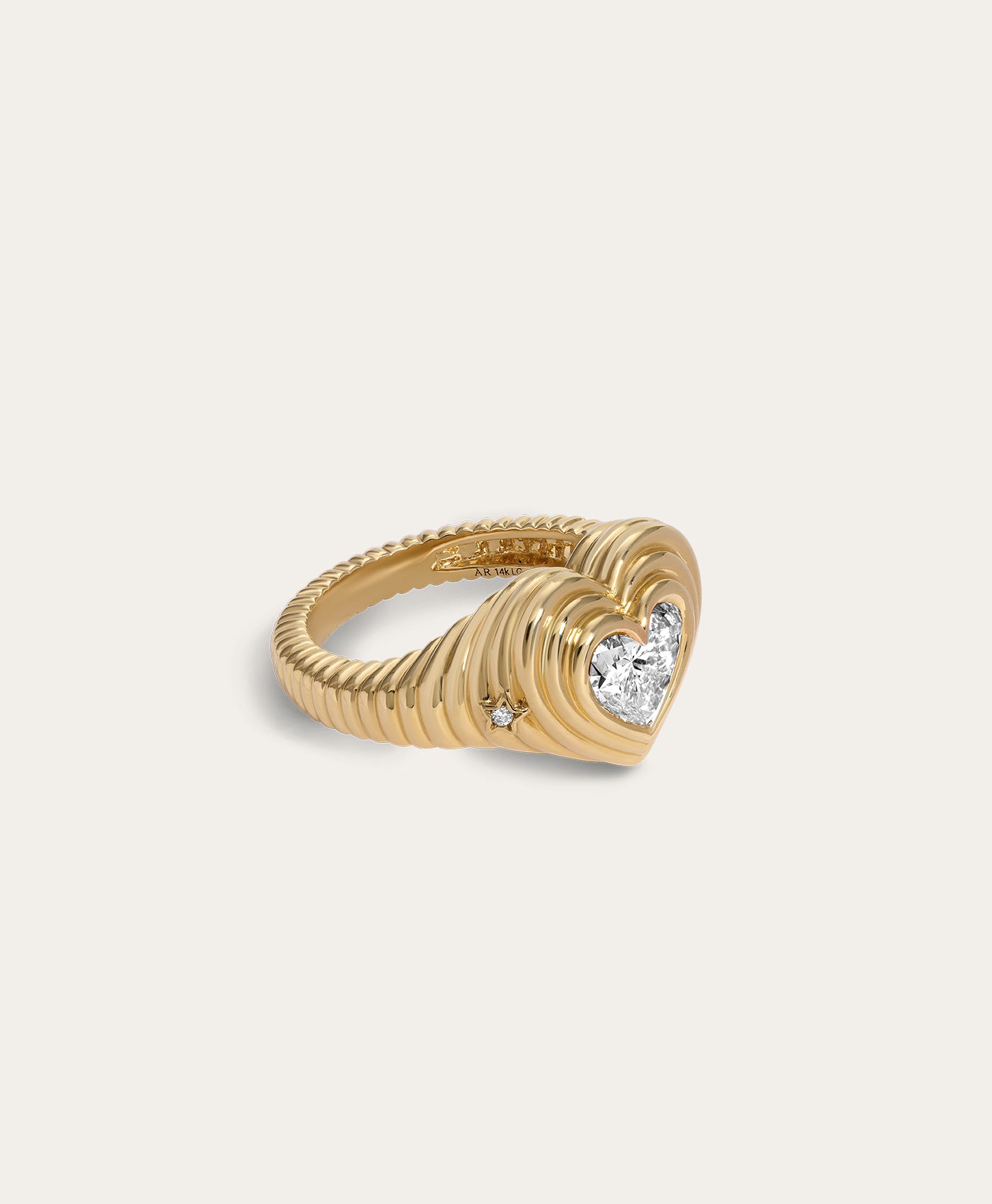 Groovy Diamond Heart Signet Ring