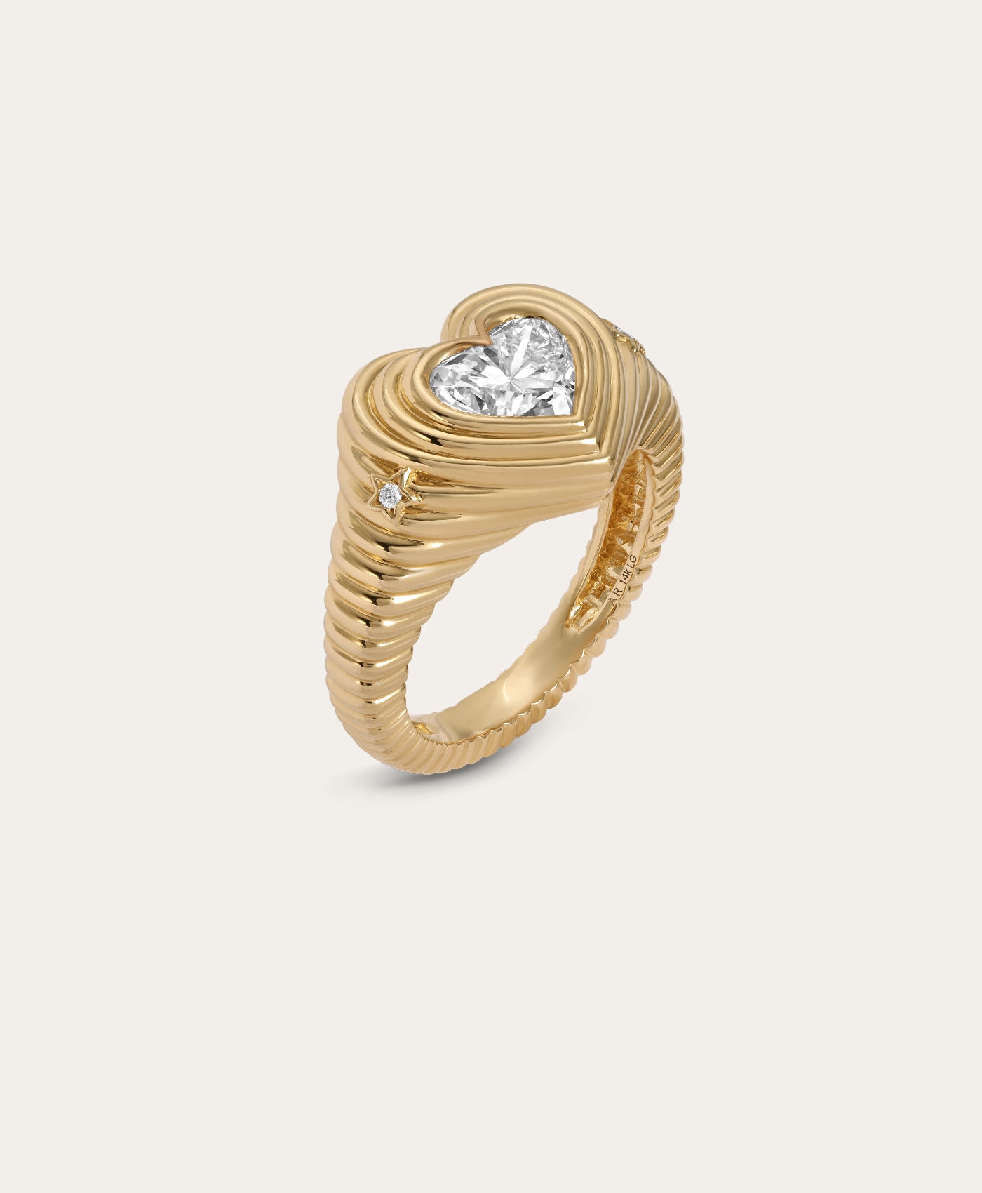 Groovy Diamond Heart Signet Ring