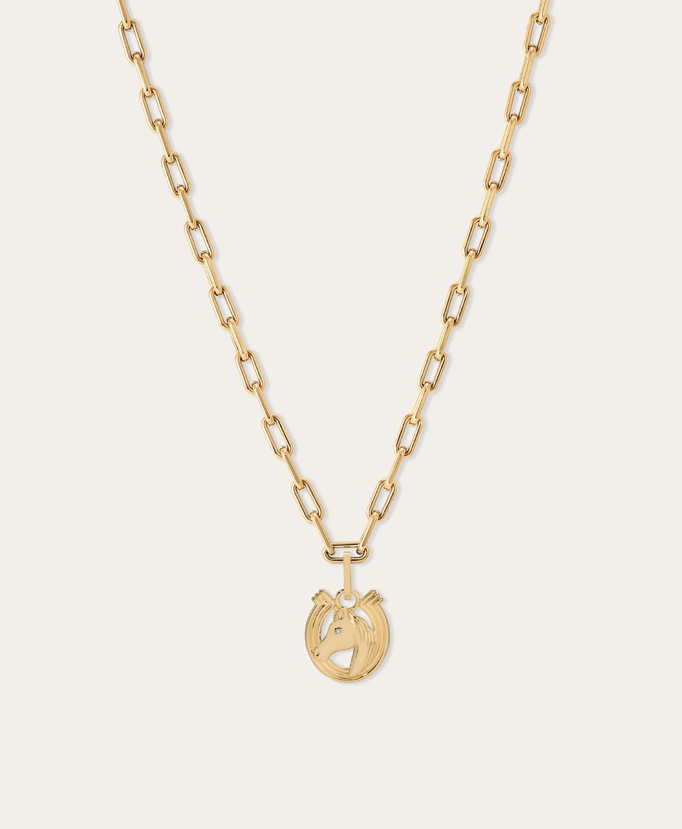 Groovy Diamond Horse Head Charm Necklace