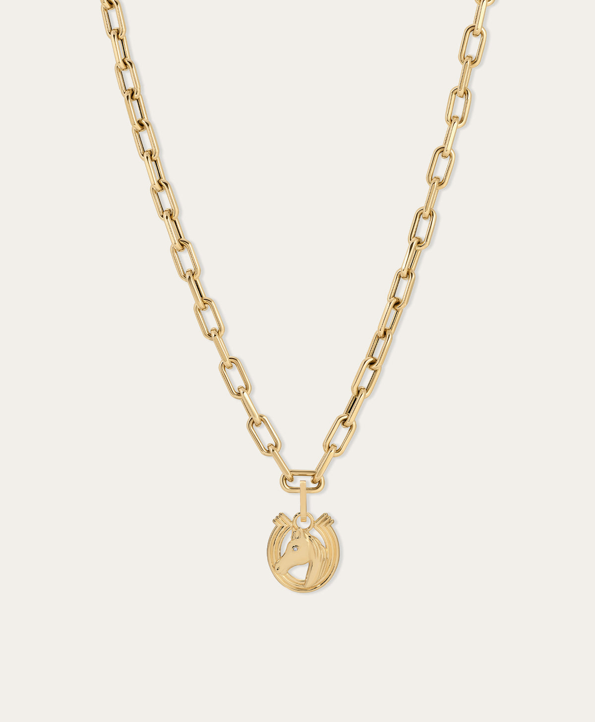 Groovy Diamond Horse Head Charm Necklace