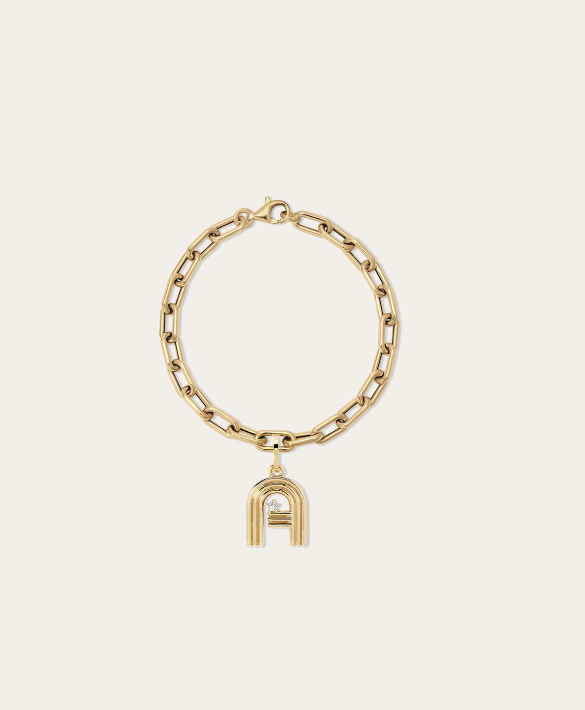 Groovy Diamond Initial Charm Bracelet on 5.3mm Italian Chain