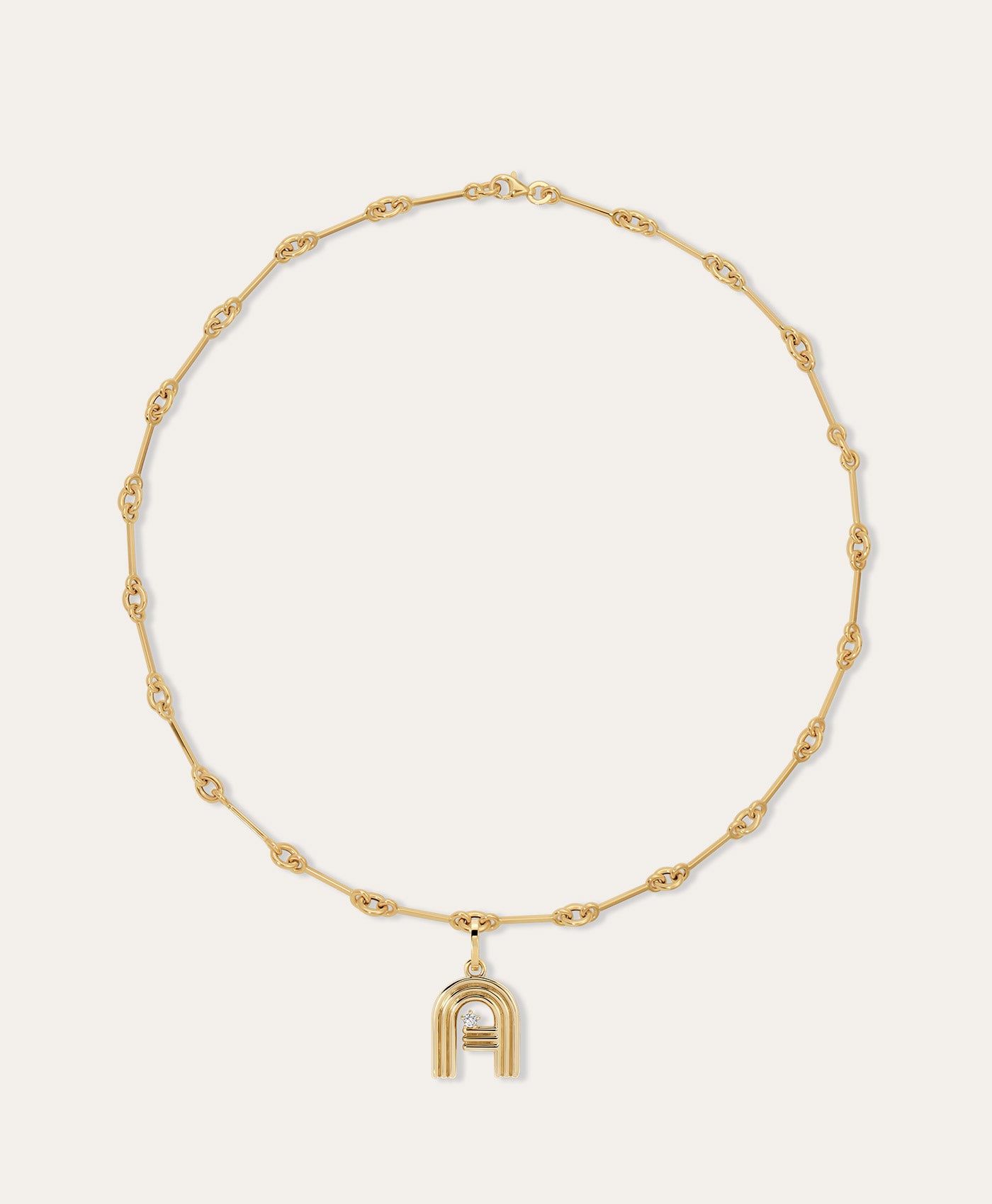 Groovy Diamond Initial Charm Necklace on Station Chain