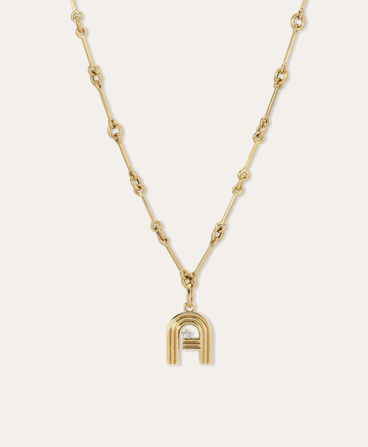 Groovy Diamond Initial Charm Necklace on Station Chain