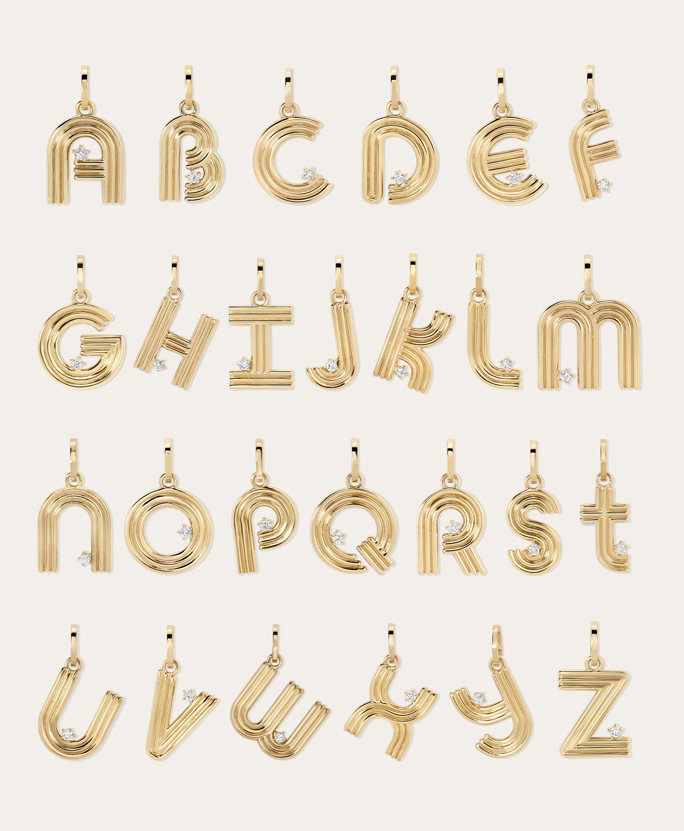 Groovy Diamond Initial Necklace on 2mm Italian Chain