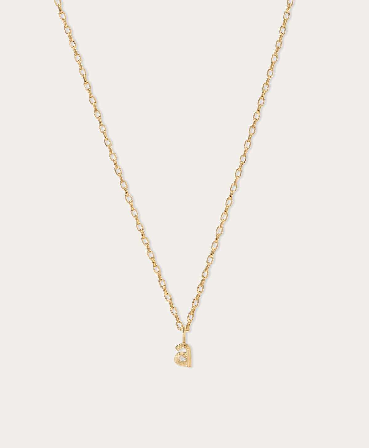 Groovy Diamond Initial Mini Charm Necklace on Italian Chain