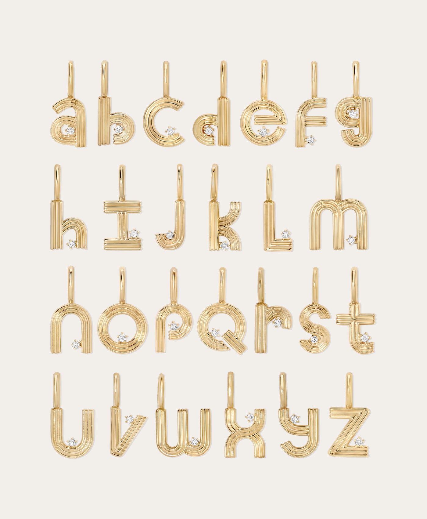 Groovy Diamond Initial Mini Charm