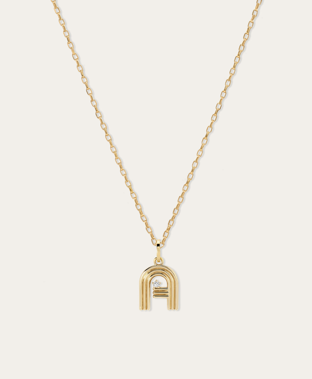Groovy Diamond Initial Necklace on 2mm Italian Chain
