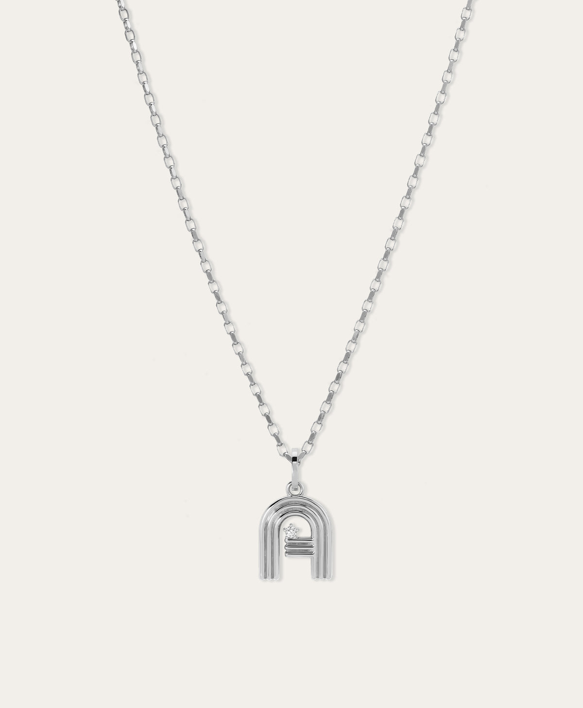 Groovy Diamond Initial Necklace on 2mm Italian Chain in Sterling Silver
