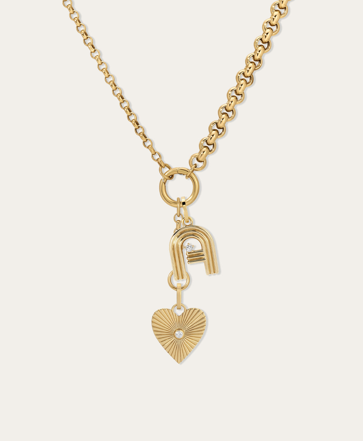 Groovy Diamond Love Rays Initial Charm Necklace