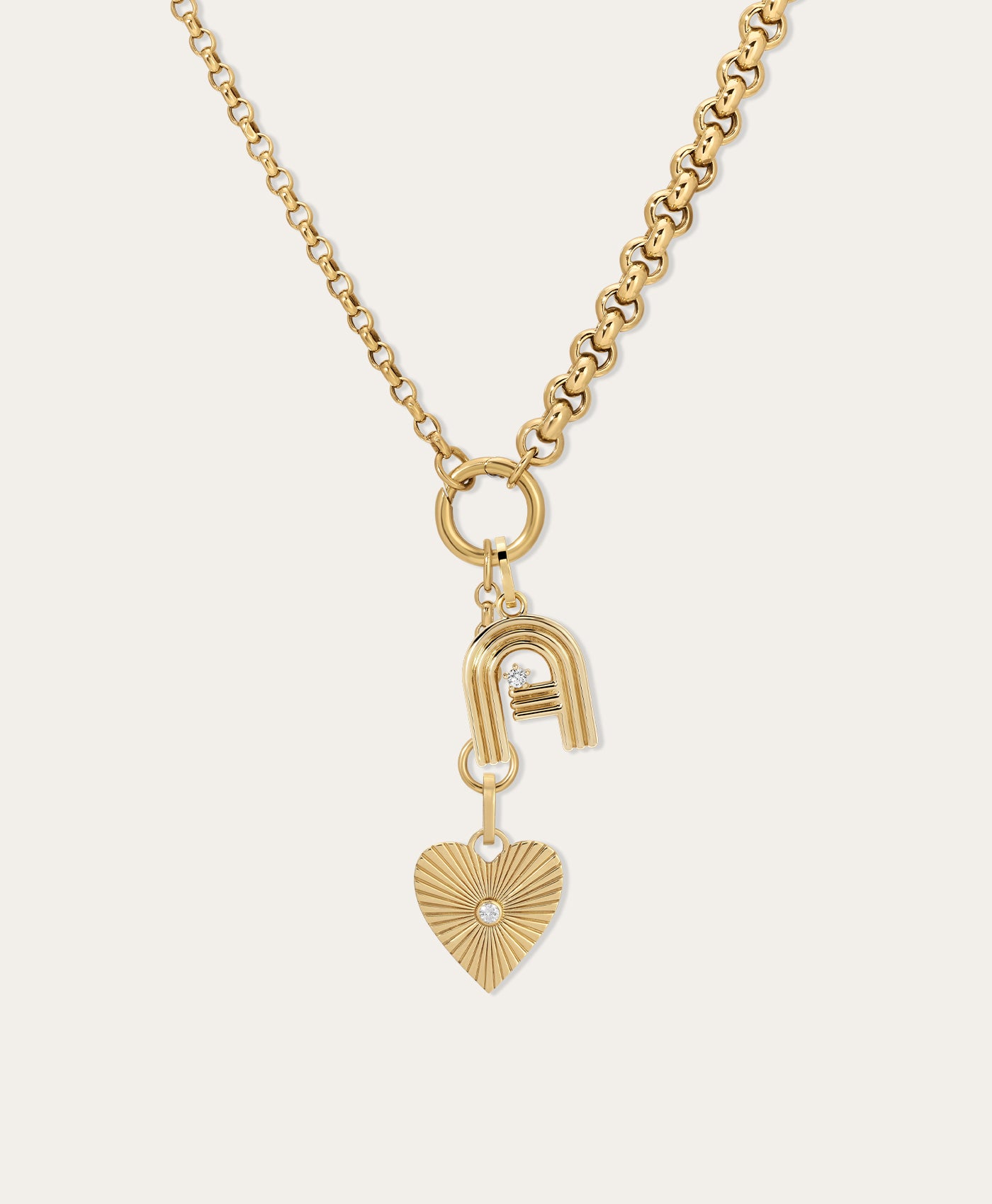 Groovy Diamond Love Rays Initial Charm Necklace