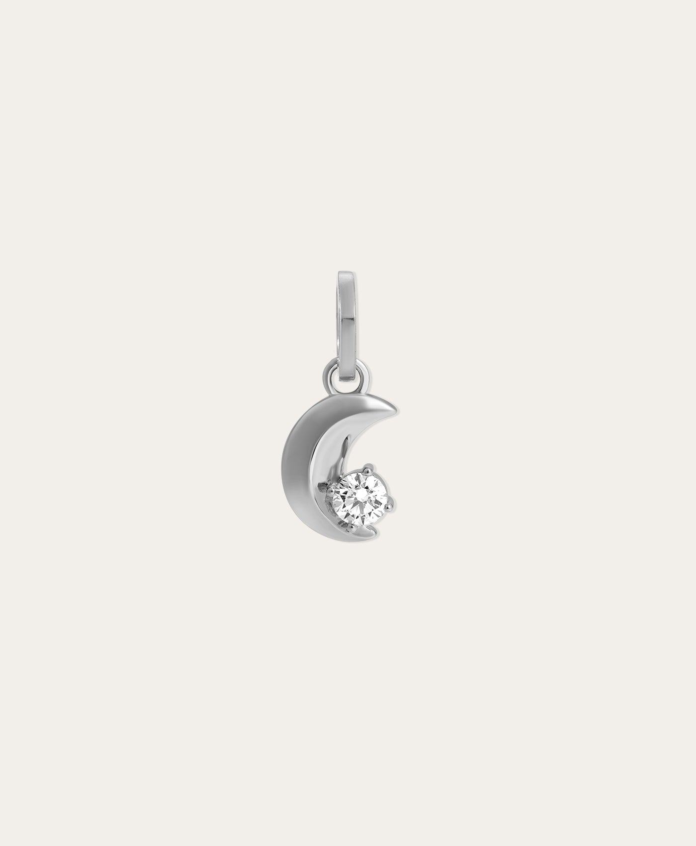 Diamond Moon Hinged Charm in Sterling Silver - Lab Grown