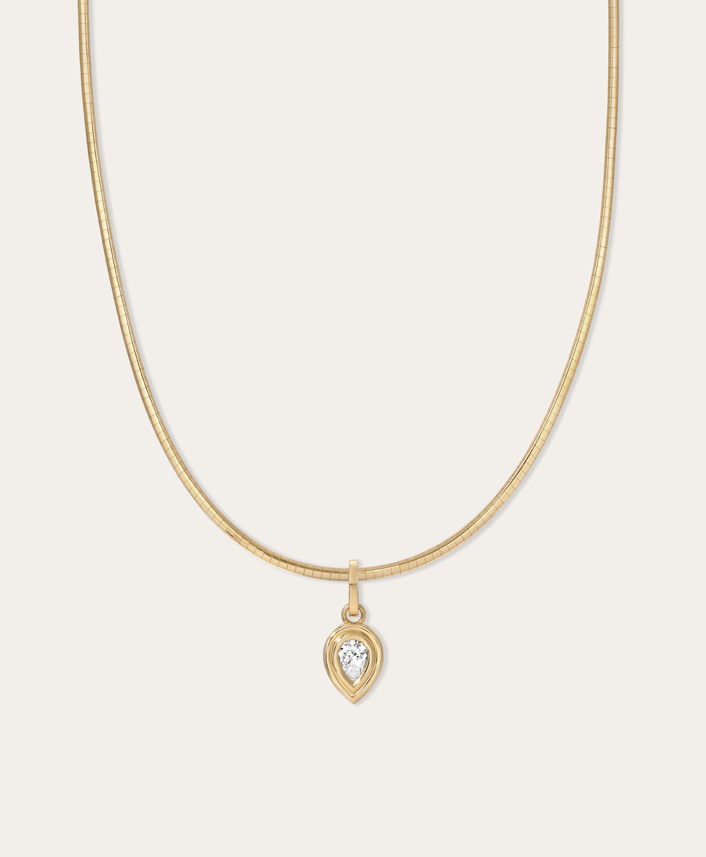 Groovy Diamond Pear Hinged Charm on Omega Chain
