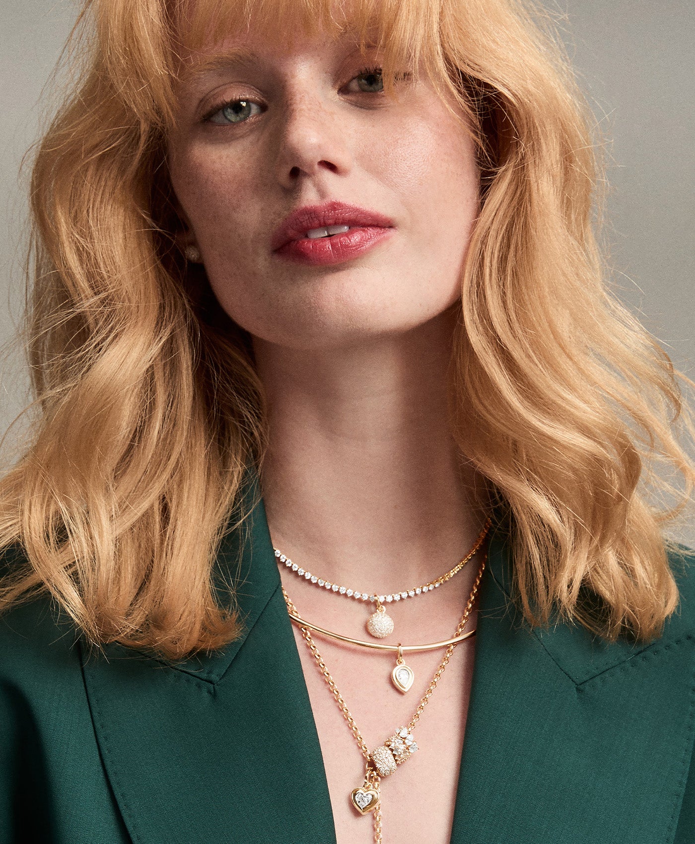 Groovy Diamond Pear Hinged Charm on Omega Chain