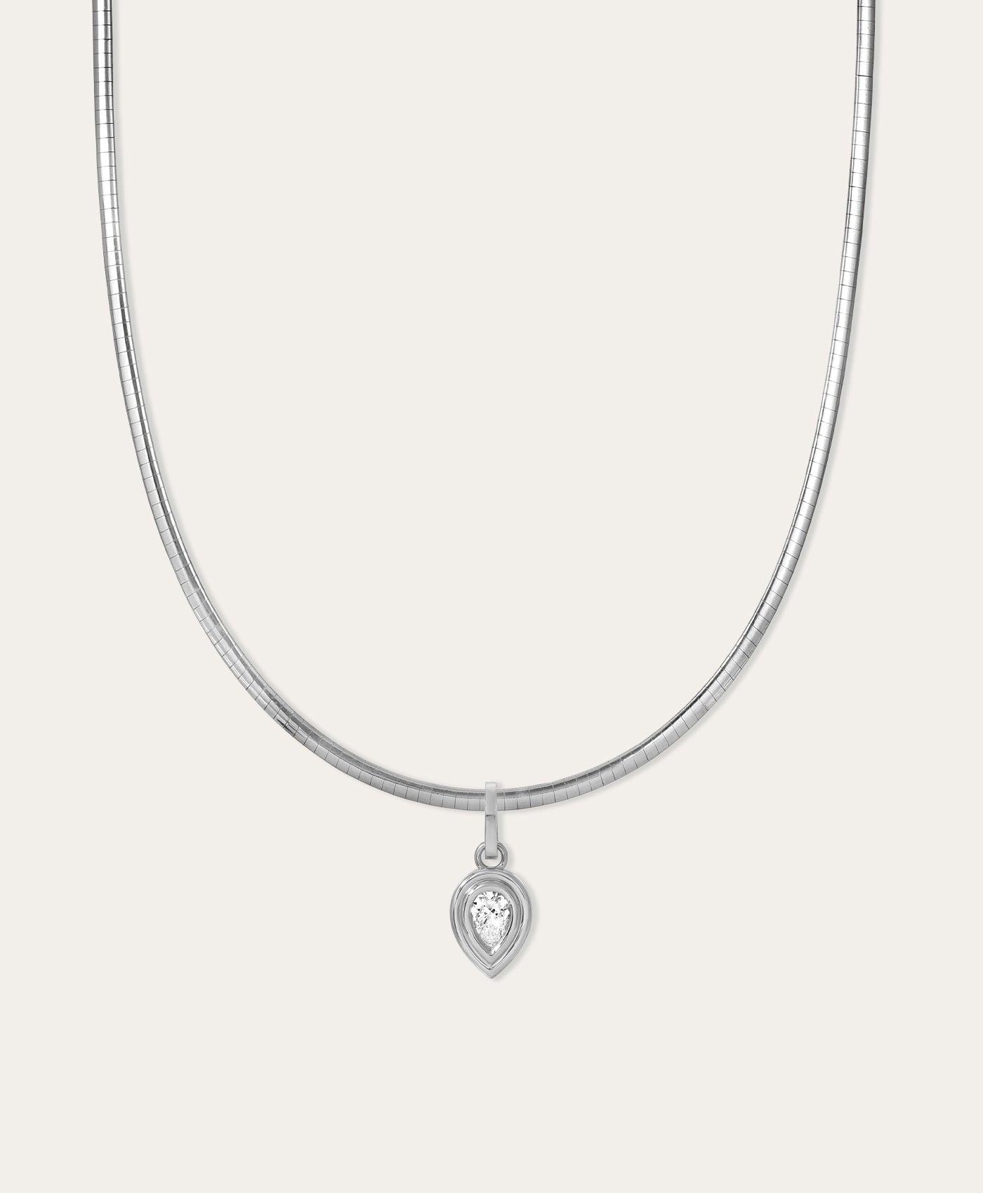 Groovy Diamond Pear Hinged Charm on Omega Chain in Sterling Silver