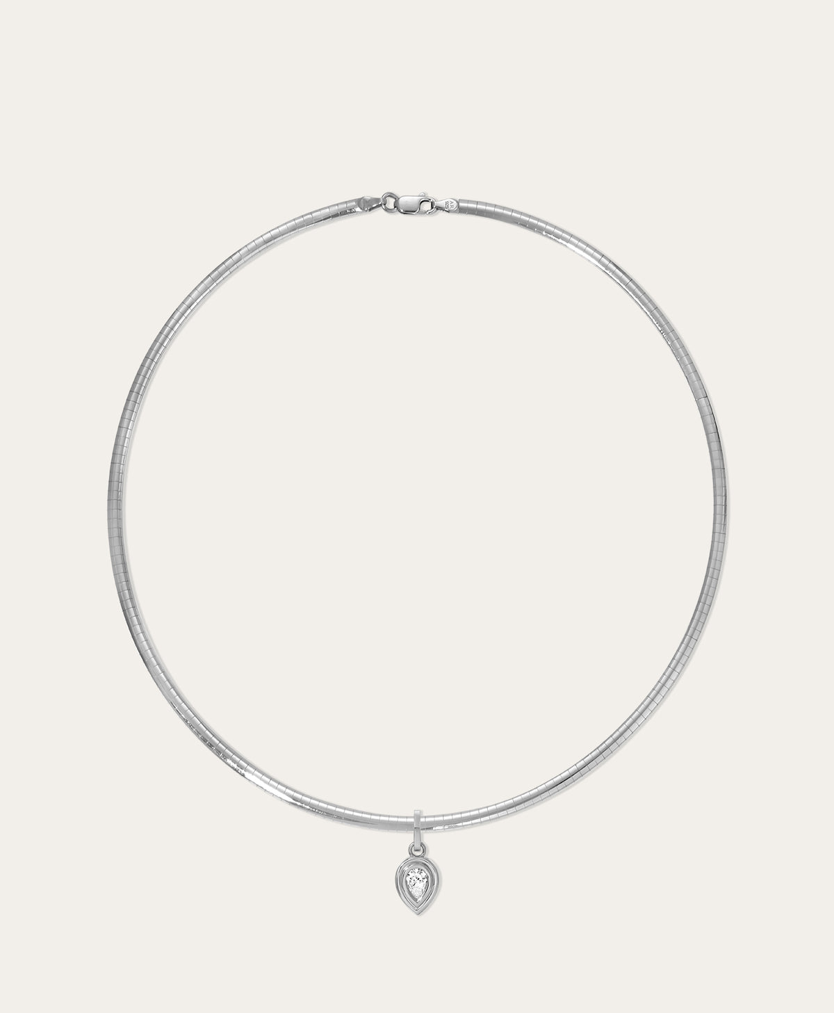 Groovy Diamond Pear Hinged Charm on Omega Chain in Sterling Silver