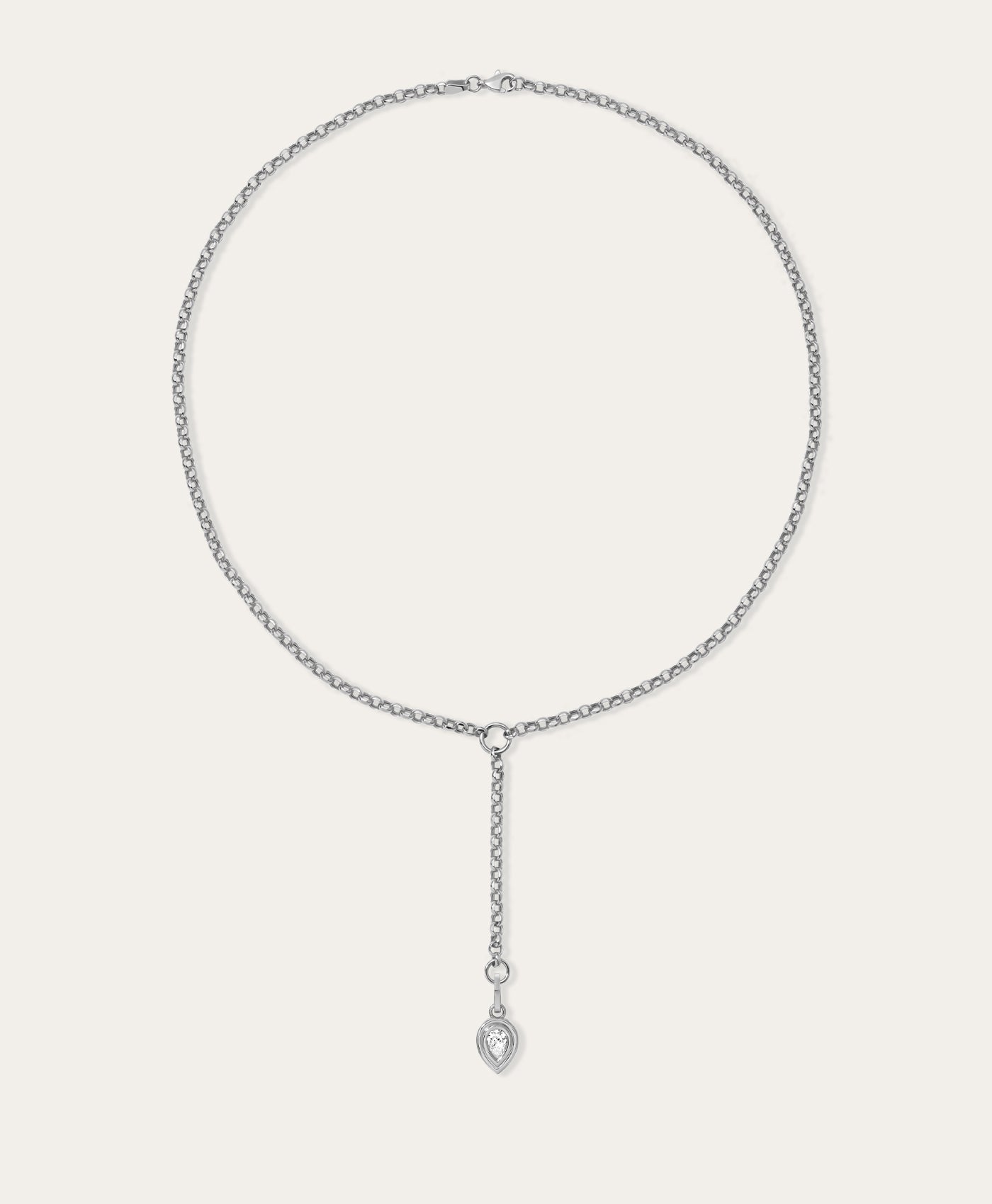 Groovy Diamond Pear Lariat in Sterling Silver - Lab Grown