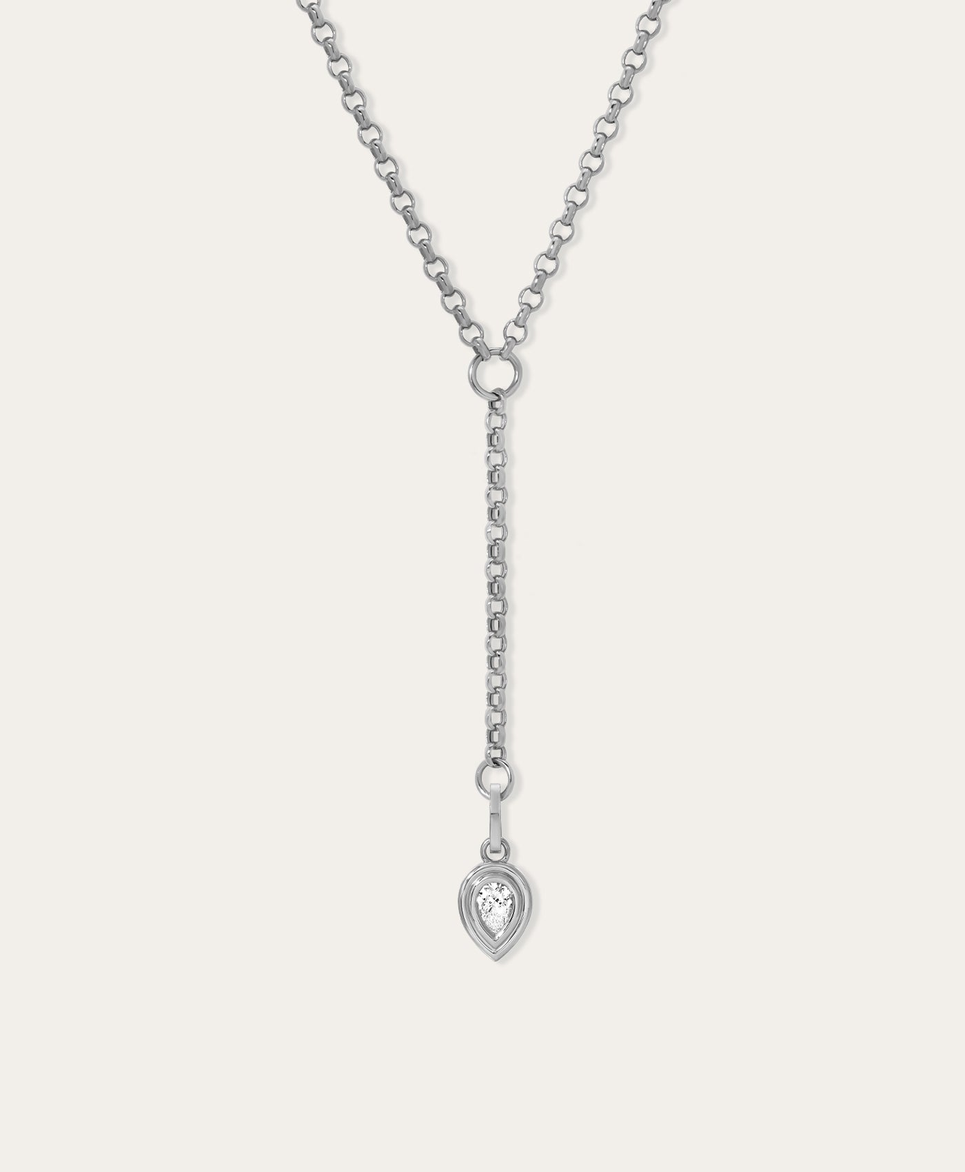 Groovy Diamond Pear Lariat in Sterling Silver - Lab Grown