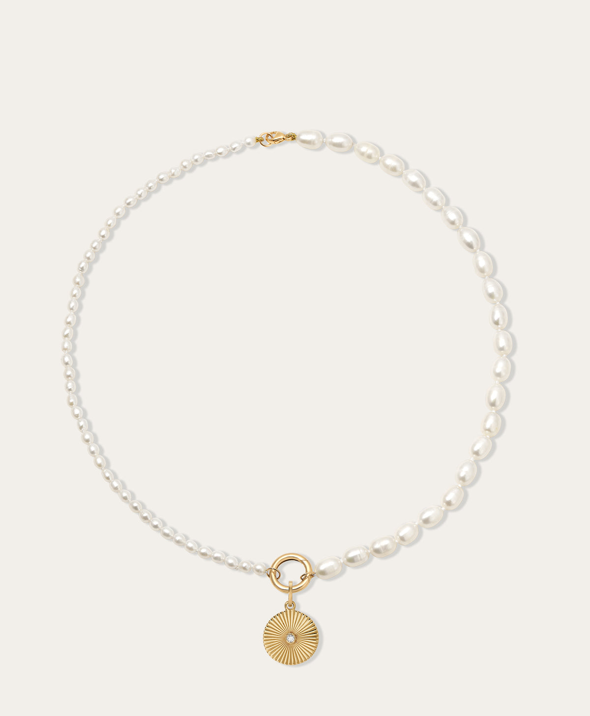 Groovy Diamond Rays Charm Necklace on Half & Half Pearl Chain