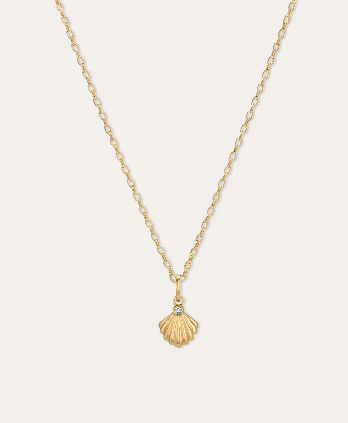 Groovy Diamond Seashell Charm Necklace