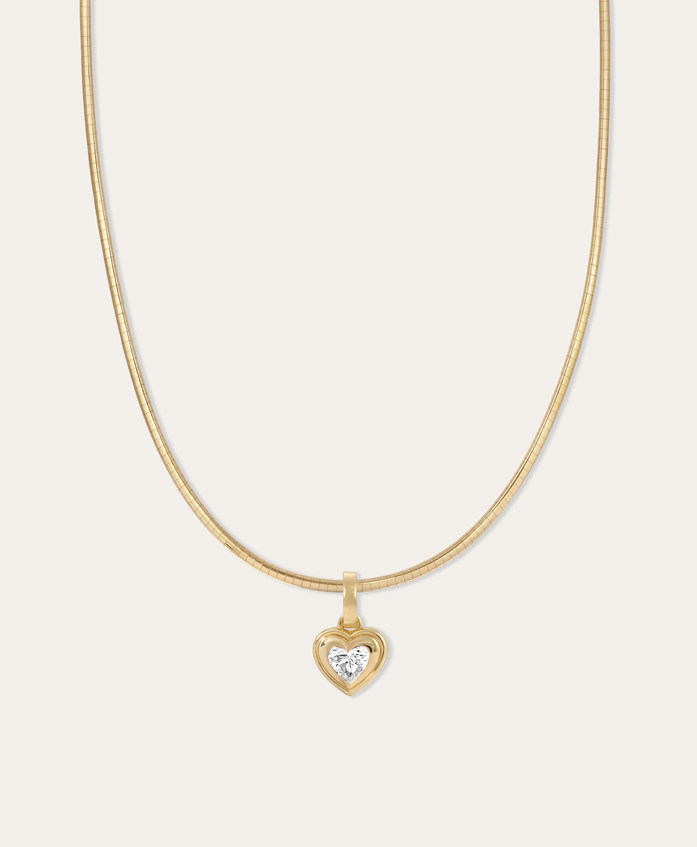 Groovy Diamond Solitaire Heart Hinged Charm on Omega Chain