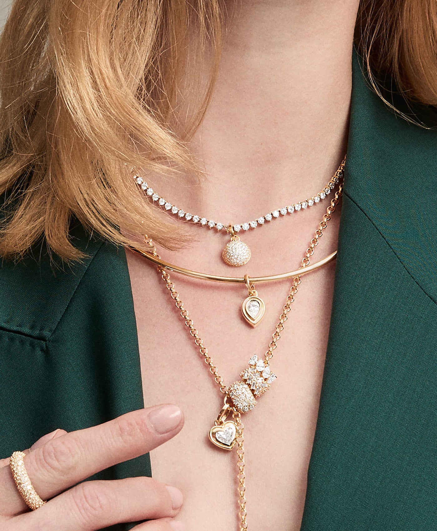 Groovy Diamond Solitaire Heart Hinged Charm on Omega Chain