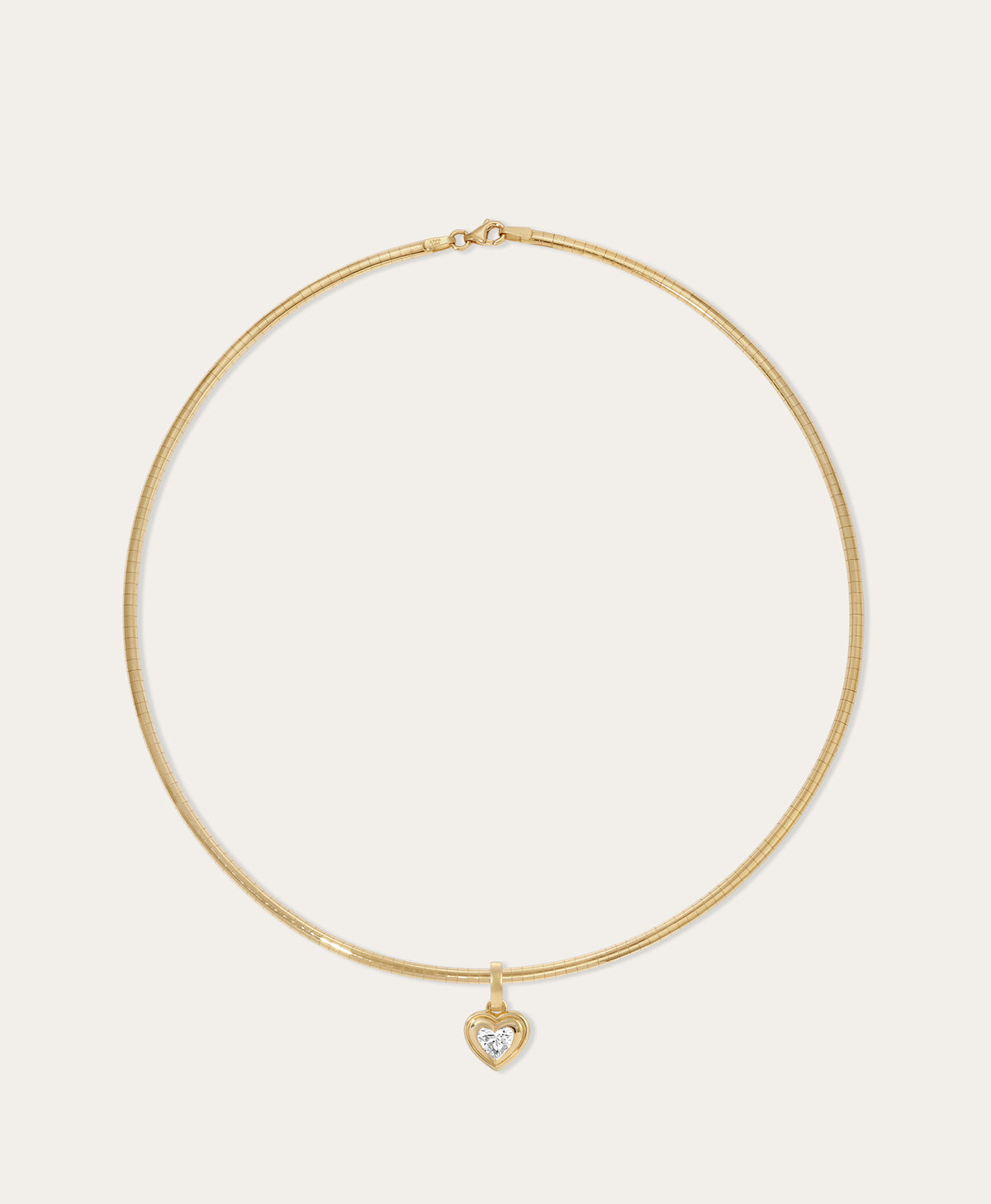 Groovy Diamond Solitaire Heart Hinged Charm on Omega Chain