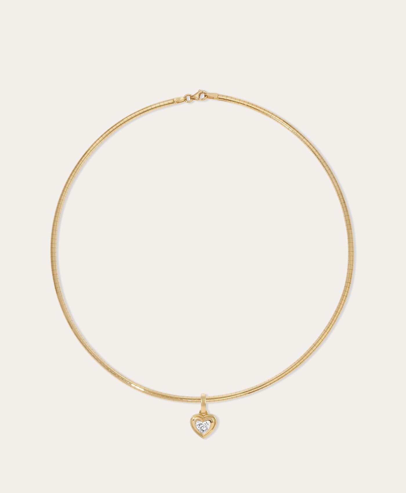 Groovy Diamond Solitaire Heart Hinged Charm on Omega Chain