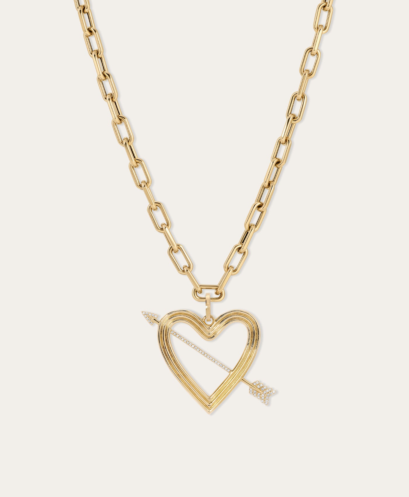 Groovy Diamond XL Heart + Arrow Charm Necklace