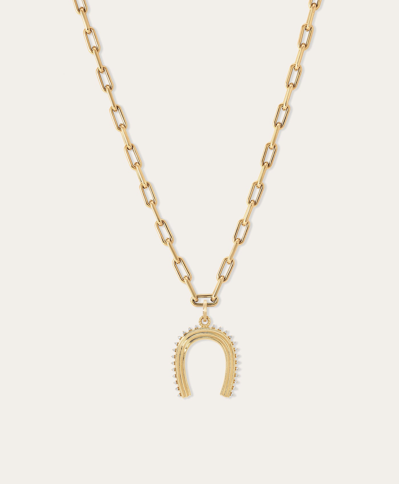 Groovy Diamond XL Horseshoe Charm Necklace