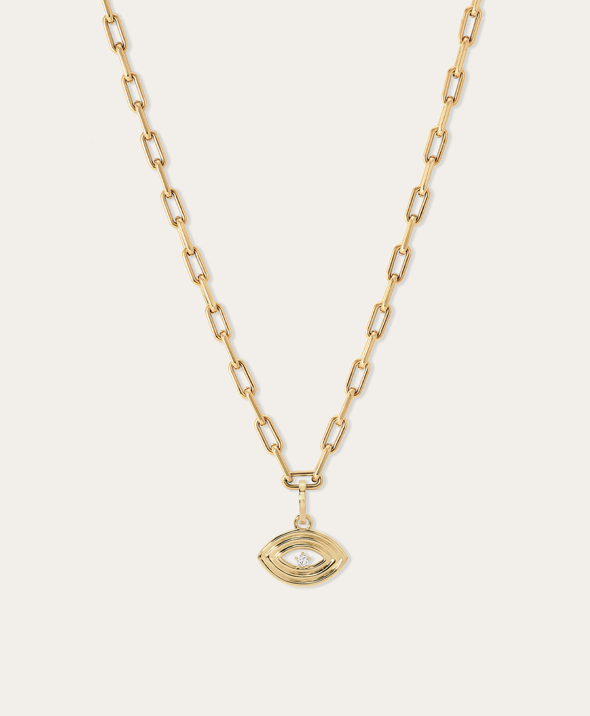 Groovy Diamond Evil Eye Charm Necklace