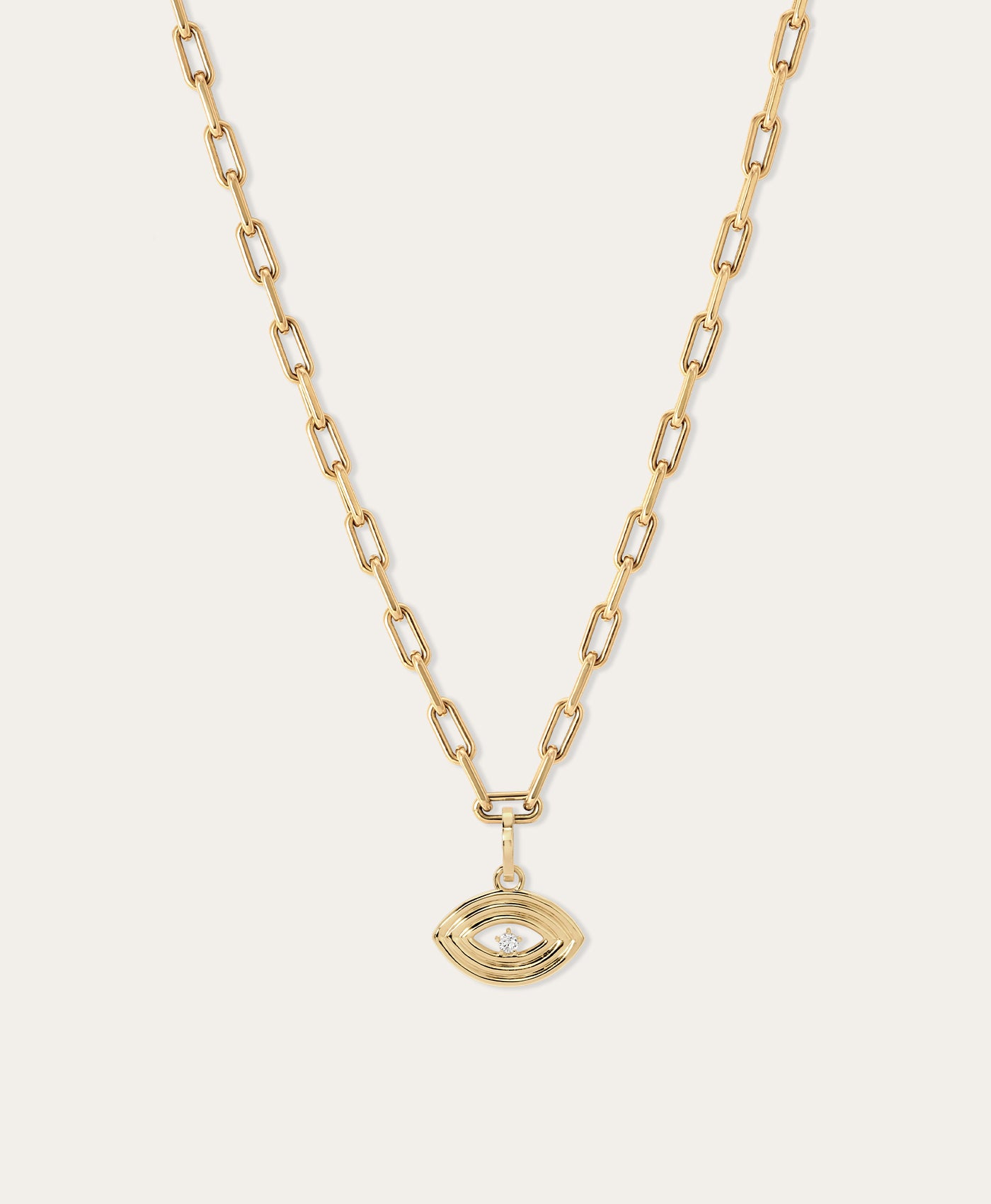 Groovy Diamond Evil Eye Charm Necklace