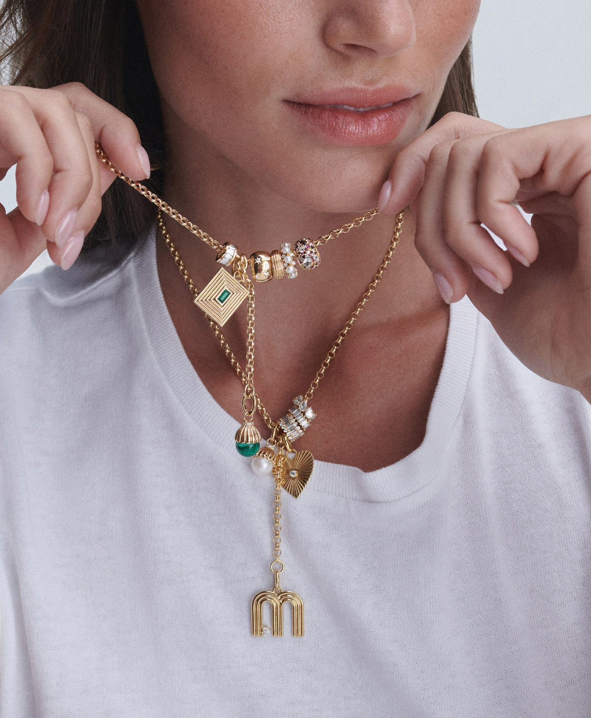 Groovy Geometric Emerald Rectangle Hinged Charm