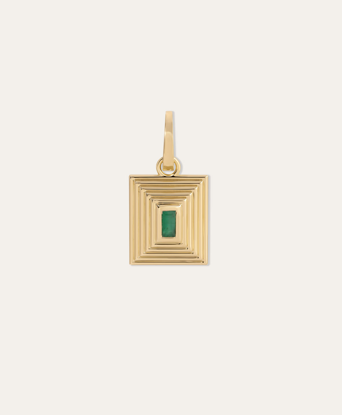 Groovy Geometric Emerald Rectangle Hinged Charm