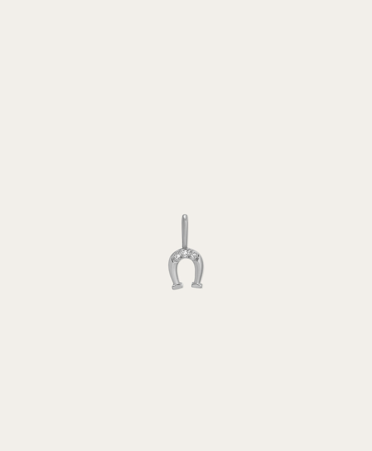 Diamond Horseshoe Mini Charm in Sterling Silver