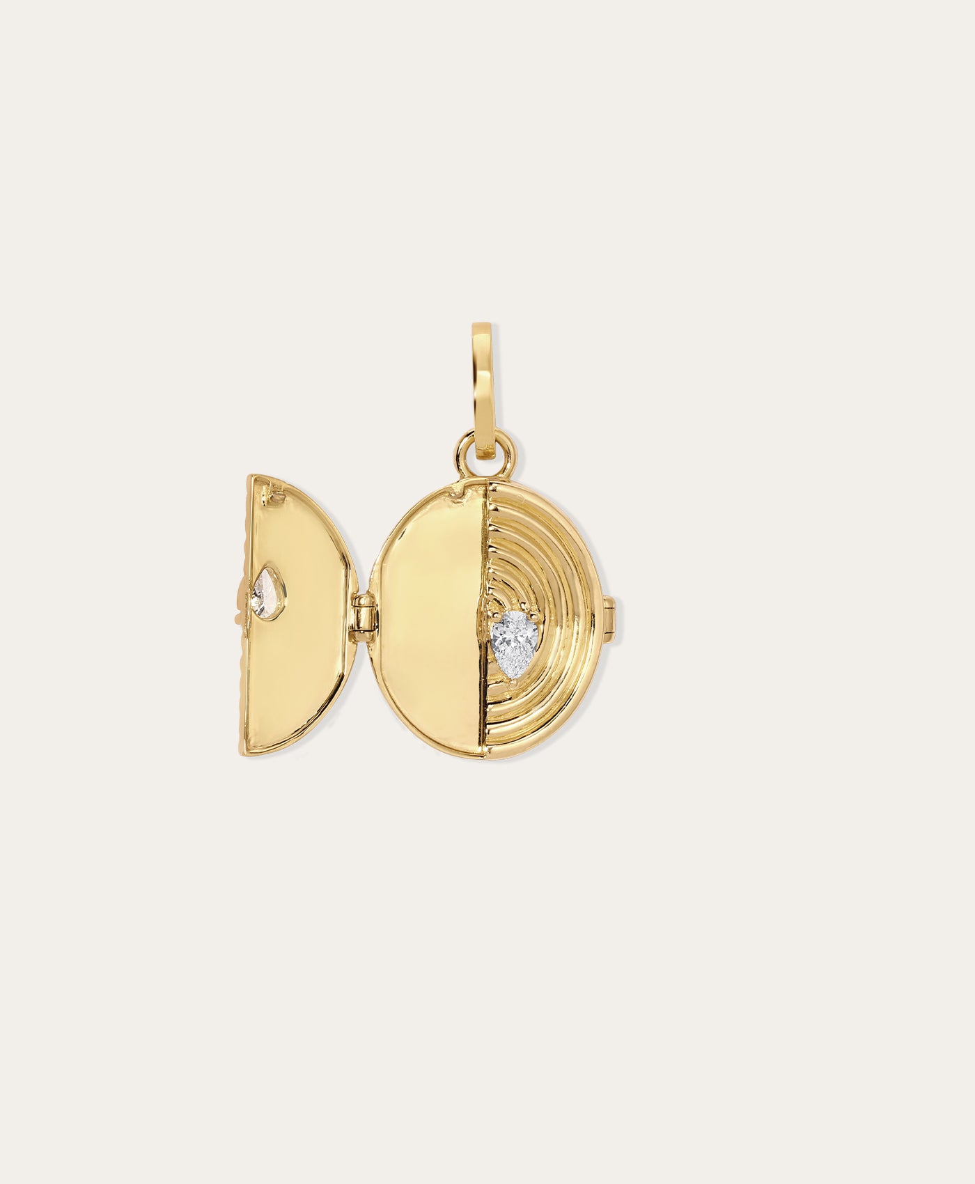 Groovy Oval Locket Hinged Charm - Lab Grown