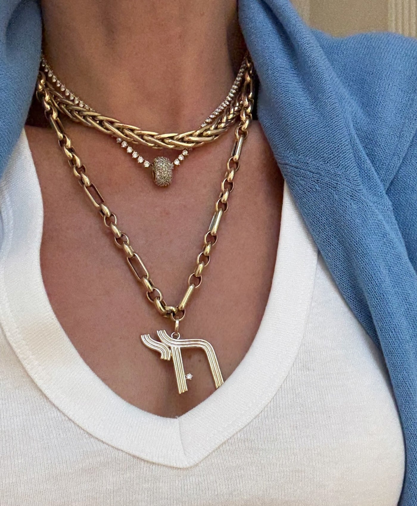 Groovy XL Diamond Chai Hinged Charm