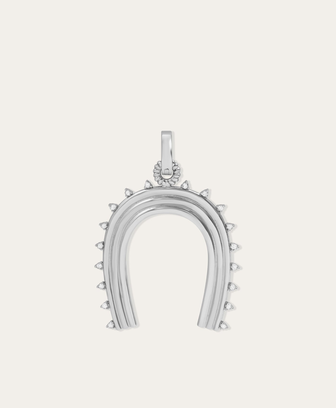 Groovy XL Diamond Horseshoe Hinged Charm in Sterling Silver