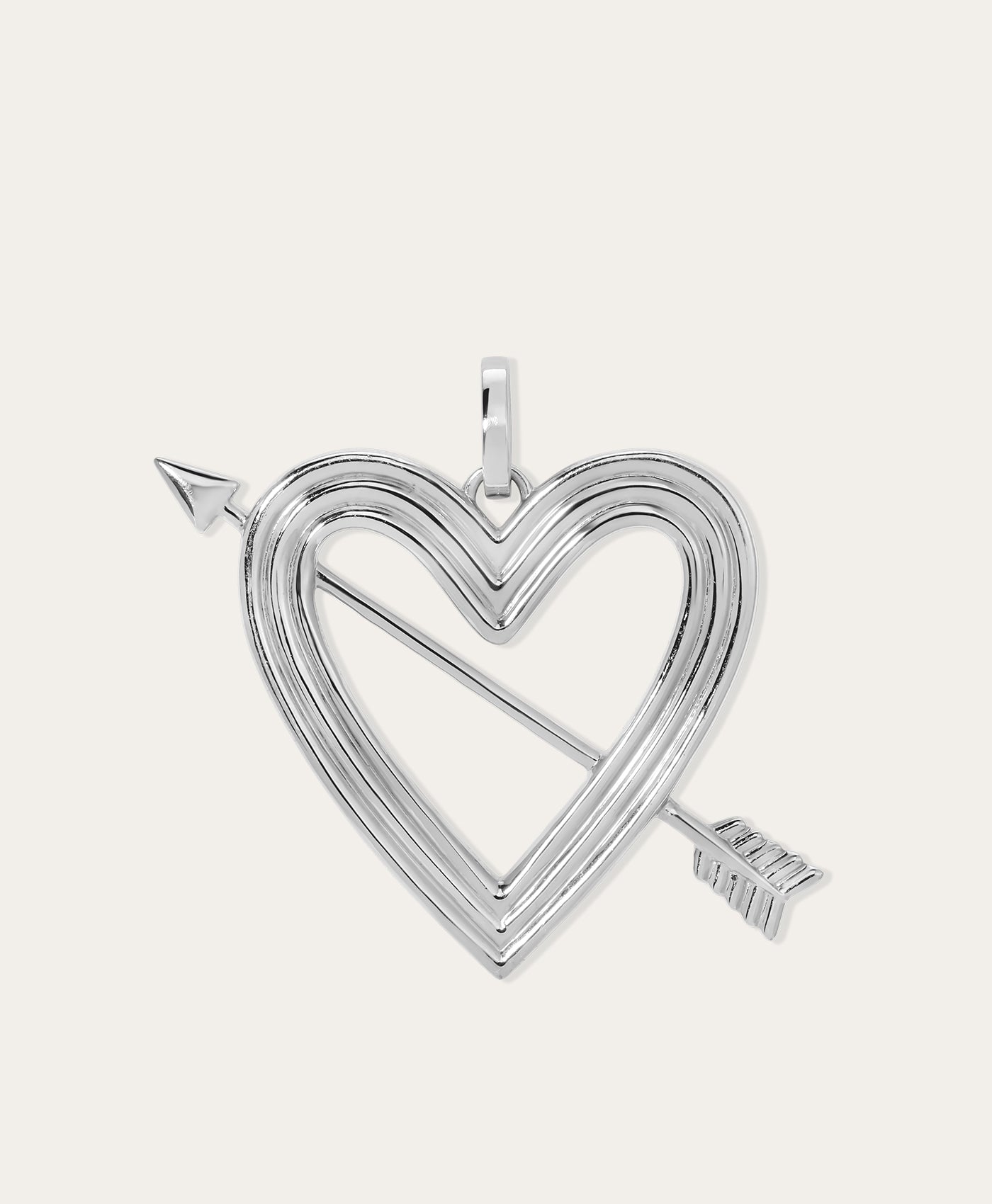 Groovy XL Heart + Arrow Hinged Charm in Sterling Silver