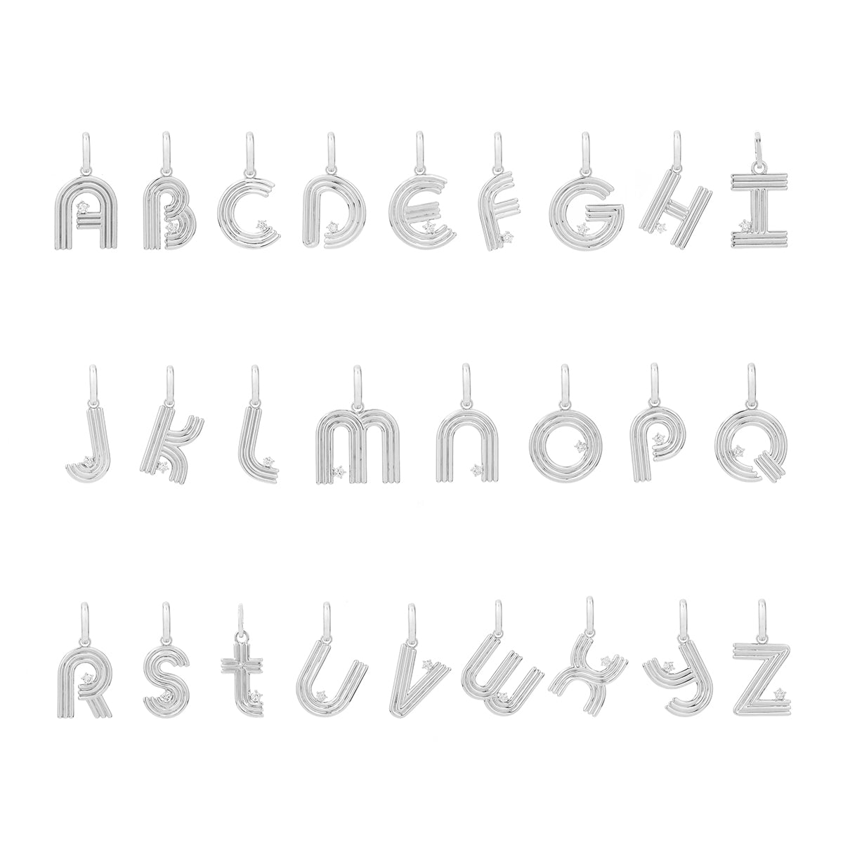 Chunky Seed Pearl Initial Necklace in Sterling Silver