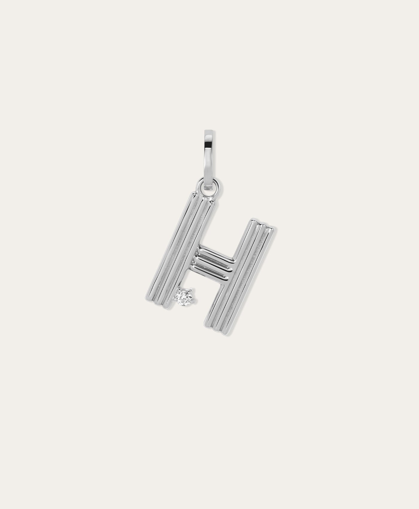 Groovy Diamond Initial Hinged Charm in Sterling Silver