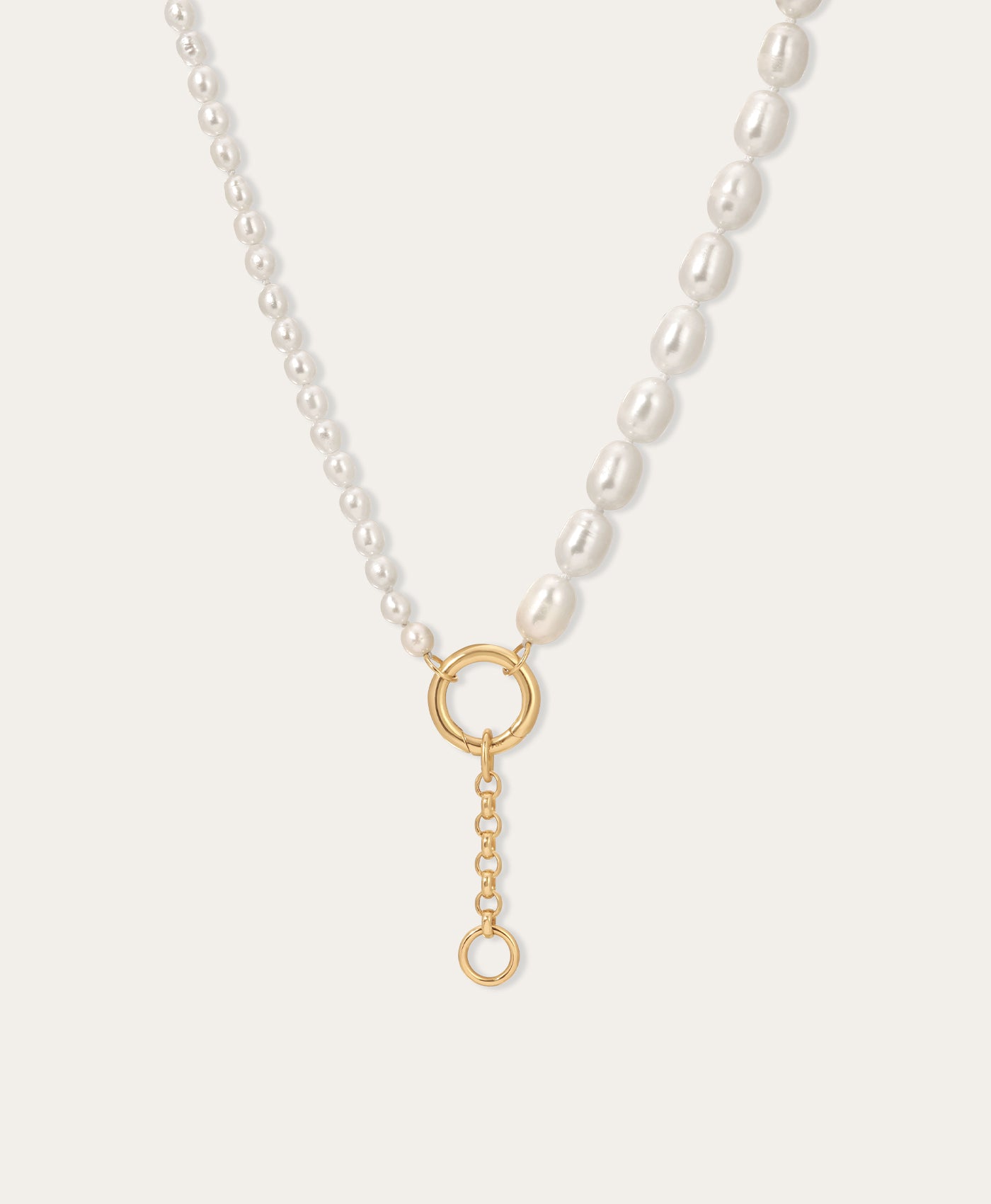 Half & Half Pearl Lariat Necklace
