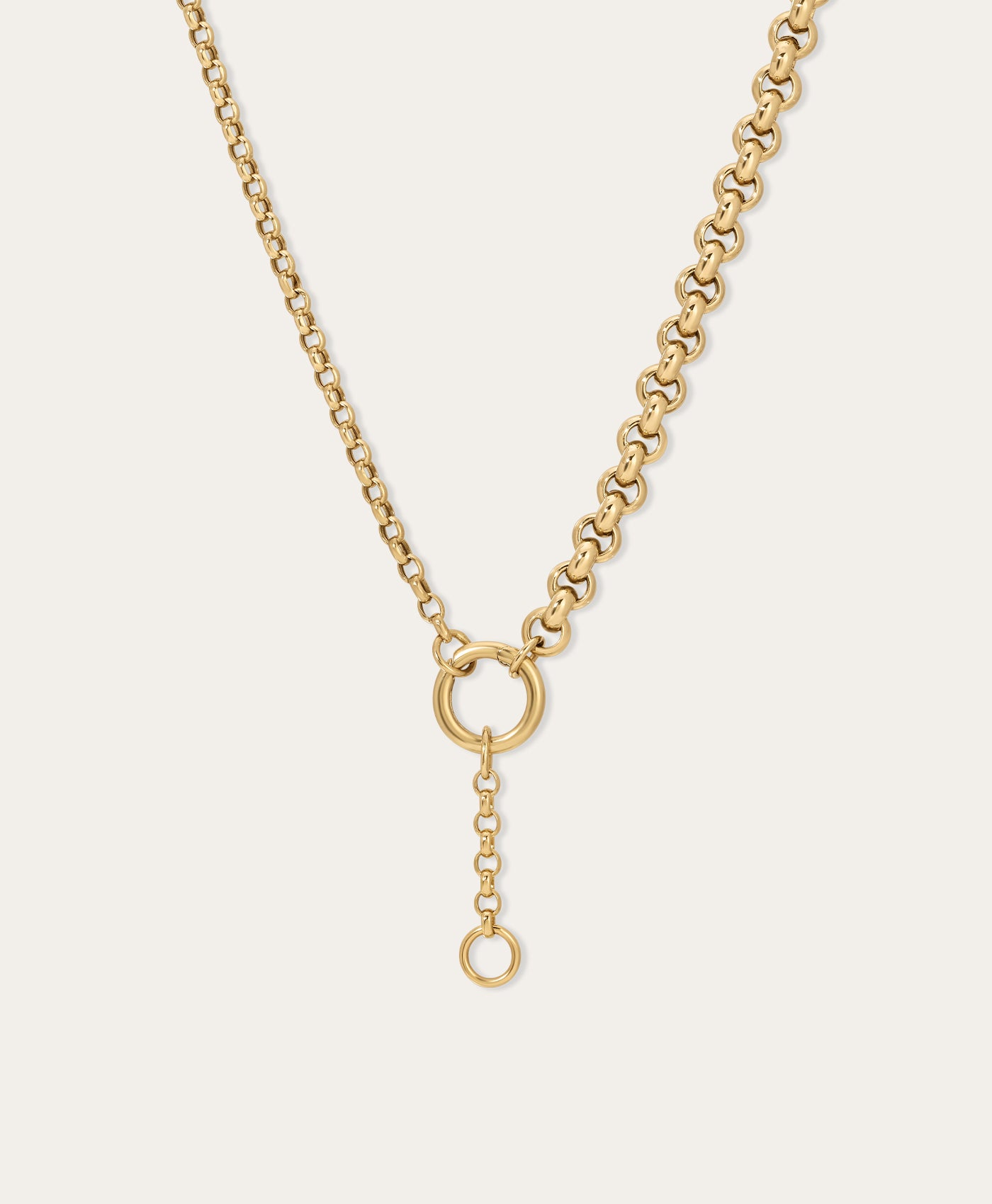 Half & Half Rolo Chain Lariat Necklace