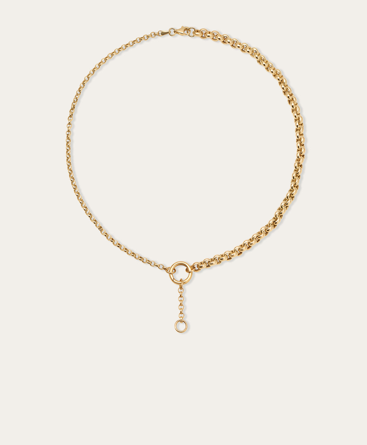 Half & Half Rolo Chain Lariat Necklace