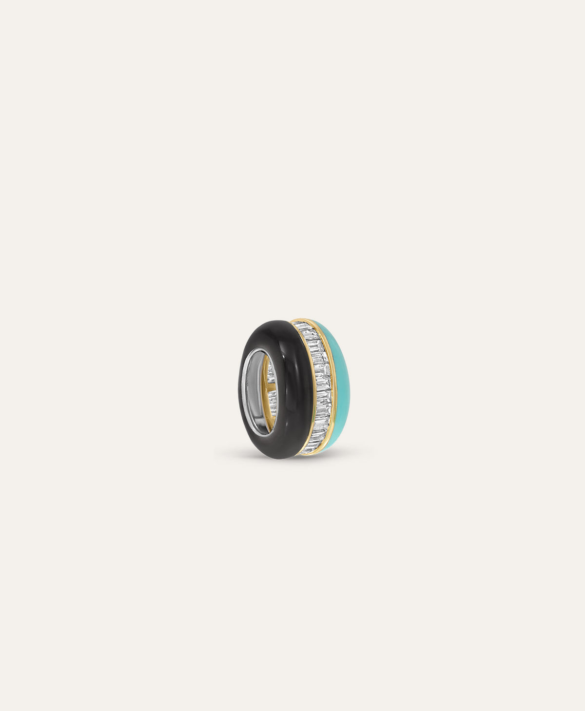 Half and Half Black and Blue Channel Baguette Big Bead