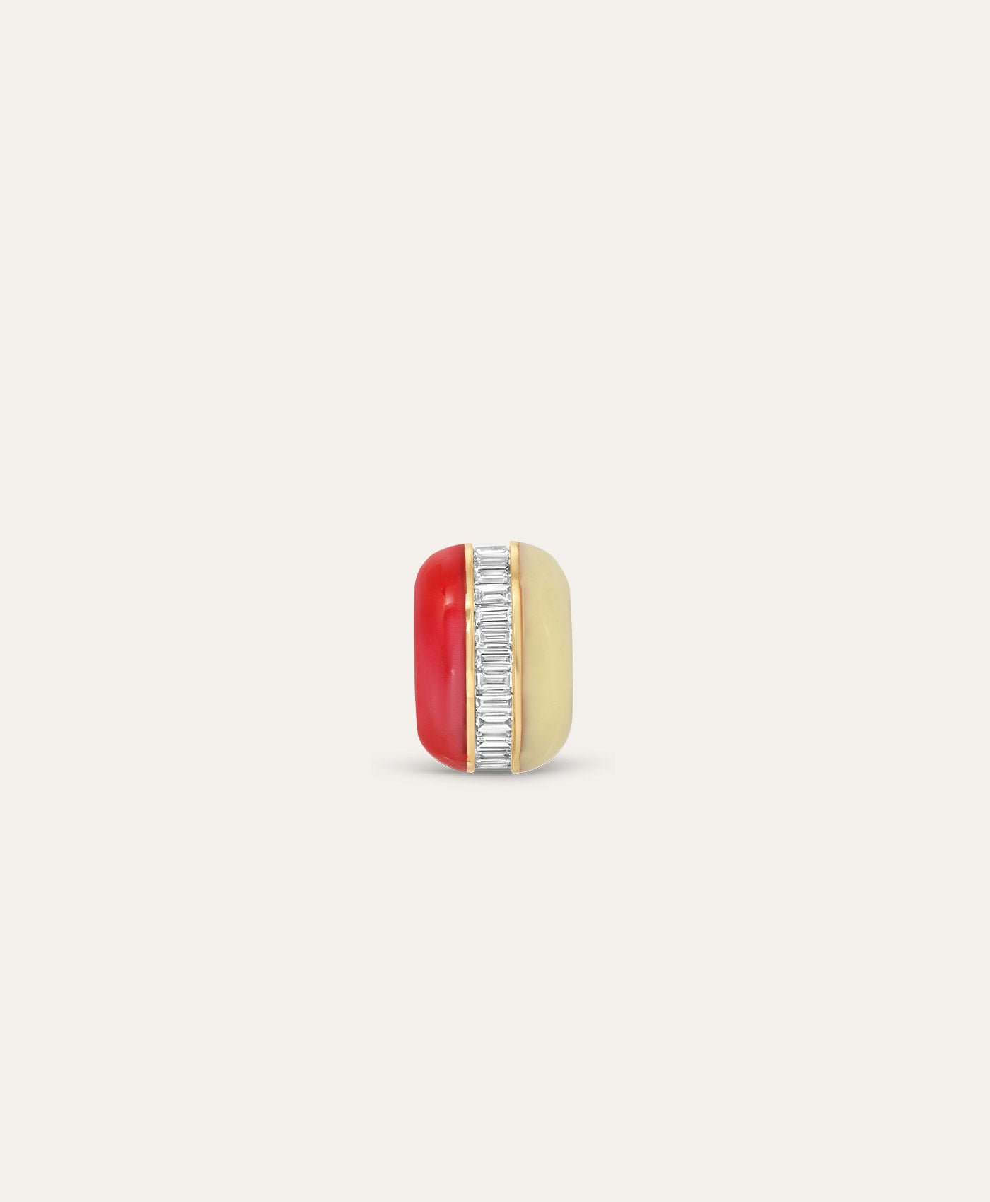 Half and Half Red and Yellow Channel Baguette Big Bead