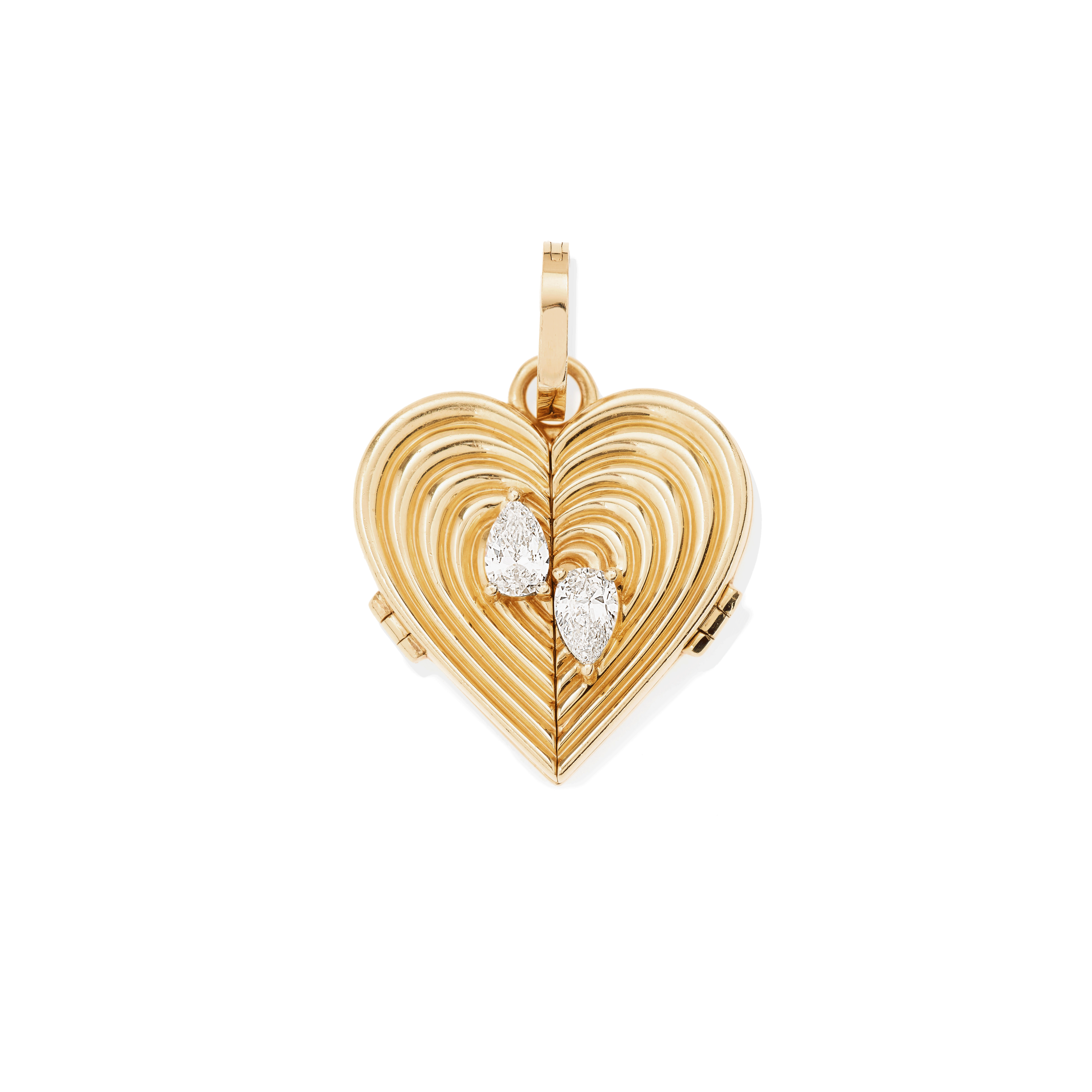 Groovy Heart Locket Hinged Charm - Lab Grown