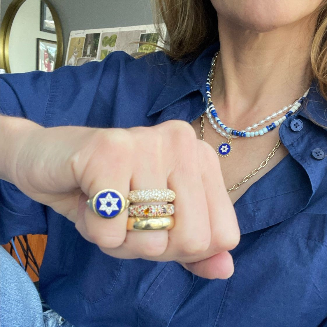 Ceramic + Pavé Star of David Signet Ring
